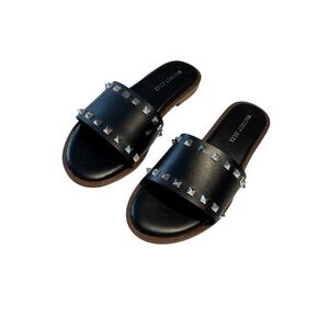 Sincerely Jules Tyler Studded Slide Sandals Black NIB